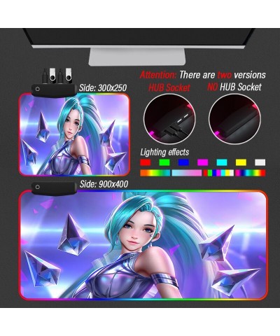 League of Legends KDA Collection 3 Mouse Pad Led Strip HUB 4 in 1 USB 3 Port Carpet Gaming LOL Custom MousePad RGB Large KDA ...