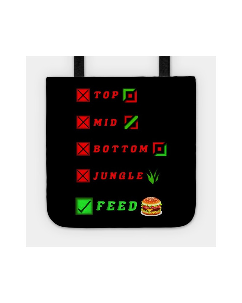 league of legends top mid bottom jungle feed lol funny design Tote TP2209 $9.80 Bags