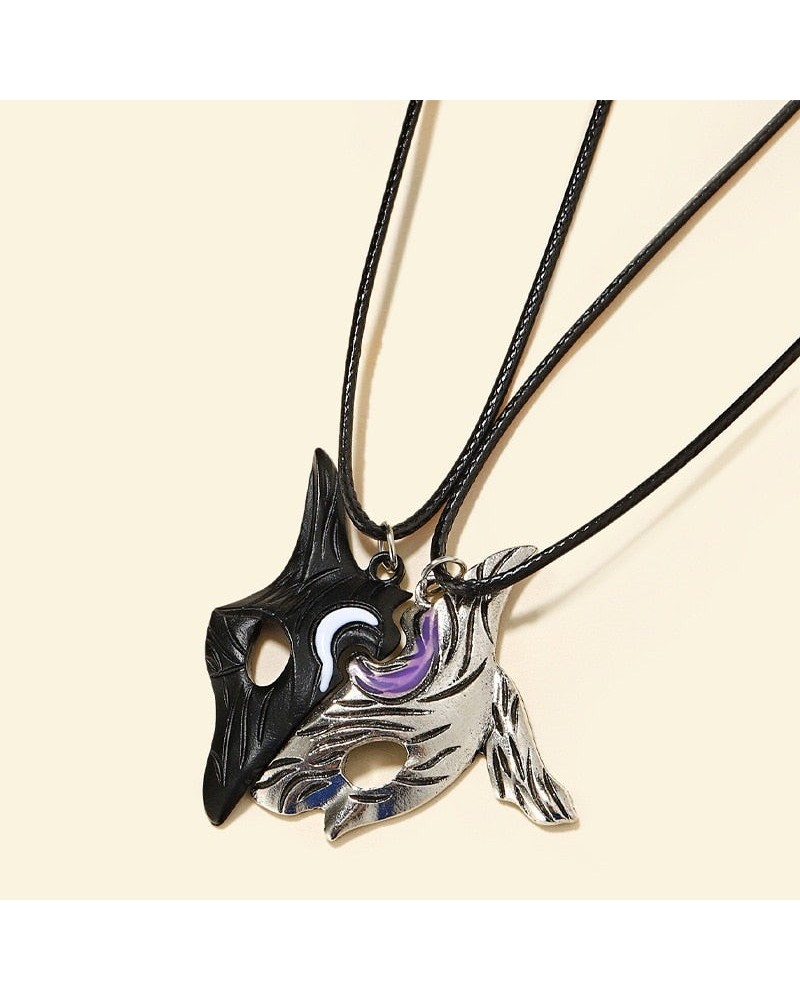 "Eternal Hunters" Black and White Mosaic Mask Pendant Necklace $5.66 Jewelry