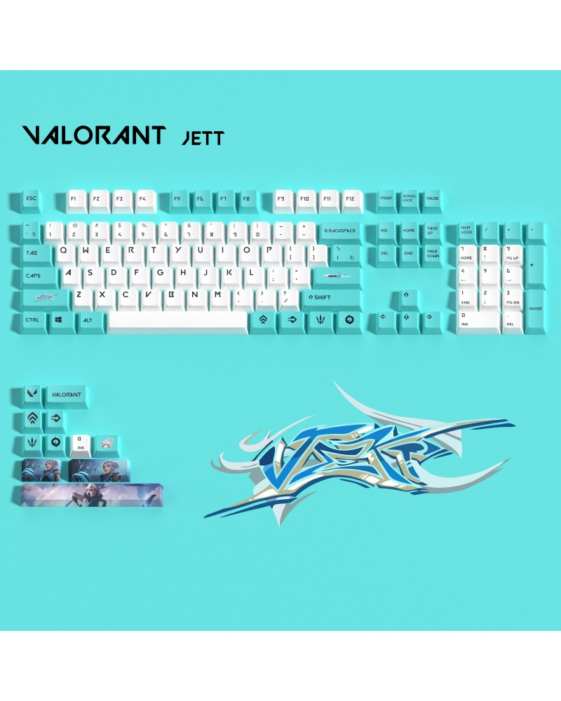 Valorant Jett Custom Full Set Keycaps - Best Gift for Valorant Player - Gamer Keycap Series $17.99 Valorant Keycaps