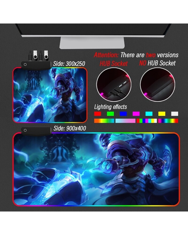 League of Legends Collection 22 RGB Mousepad HUB 4 Port USB LOL Yasuo Led Locking Edge Carpet XXL90x40cm Mouse Pad $8.61 RGB ...