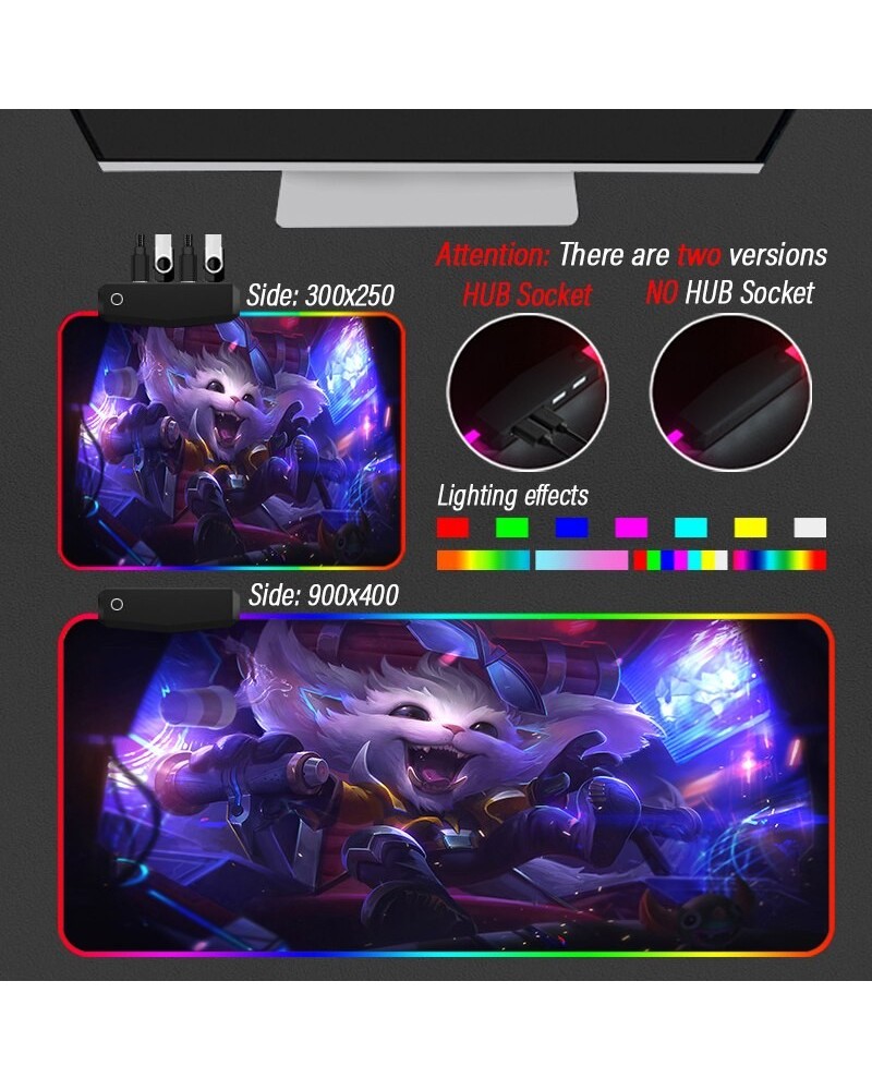 League of Legends Collection 17 RGB Mouse Pad Hi-Speed HUB 4 Port USB LOL Yasuo DIY Mousepad With Backlit Table Carpet $10.76...