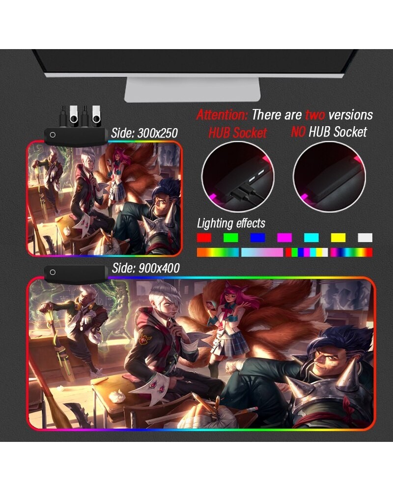 League of Legends Collection 15 RGB Mouse Pad LOL Yasuo Led Desktop Mousepad Glowing Gaming HUB USB 4 Port Carpet $9.15 RGB M...