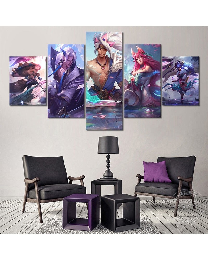 "New Spirit Blossom" Skins Yasuo Ahri Yone Teemo Kindred Poster - Canvas Painting $12.54 Posters