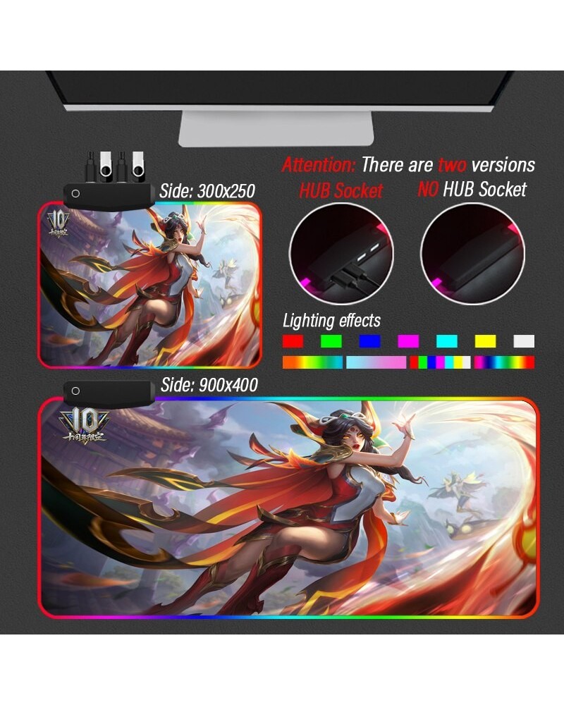 League of Legends Collection 9 RGB Mousepad Large LOL 10th Original Painting LED Mouse Pad With HUB 4 Port USB Mat Desk Mat $...