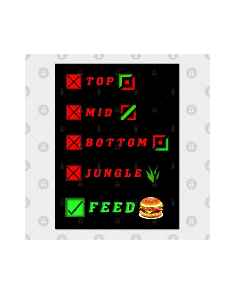 league of legends top mid bottom jungle feed lol funny design Poster TP2209 $9.00 Posters