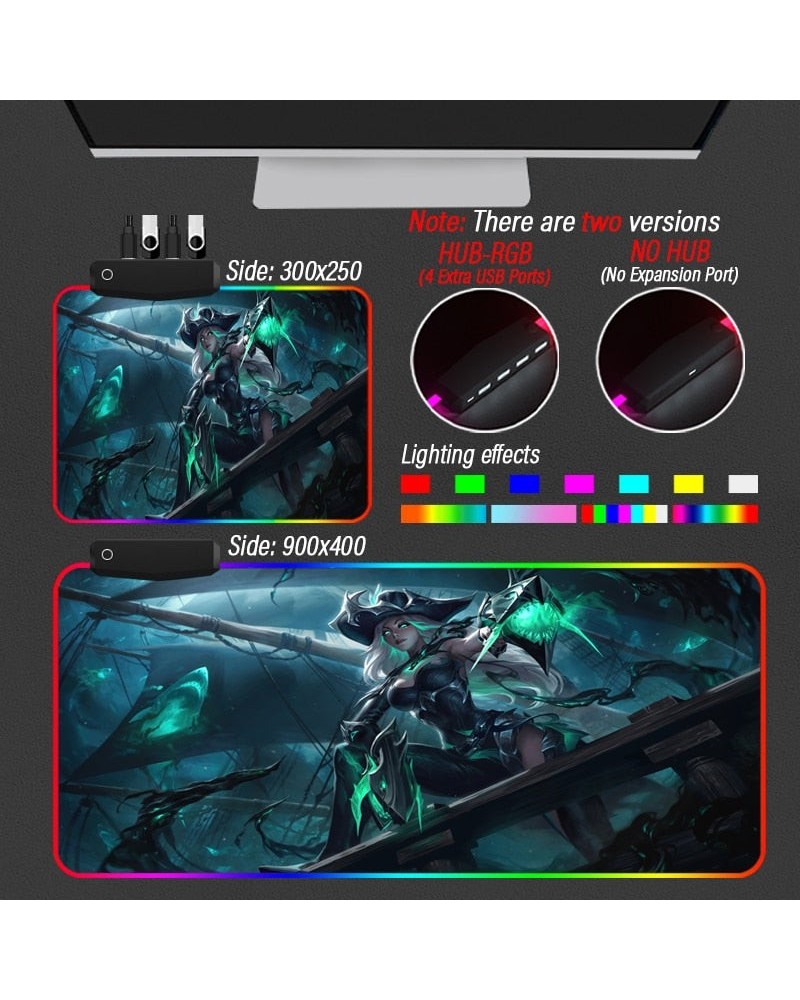 League of Legends Collection 1 LED Mousepad Ruined King A League Of Legends Story RGB Custom Arcane LOL Desk Mouse Pad With H...