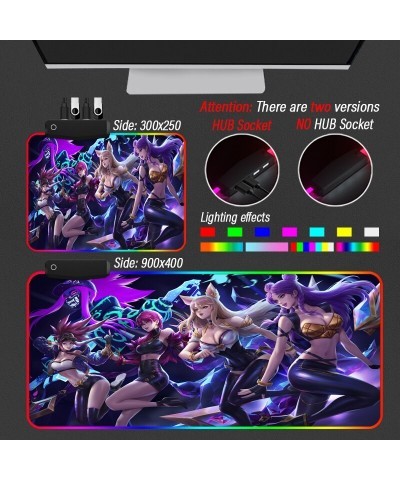 KDA Collection 1 XXL Mouse Pad 4 Port USB Gaming Hub Desk RGB Mousepad Led League of Legends LOL Yasuo HD-Color Custom Slipma...