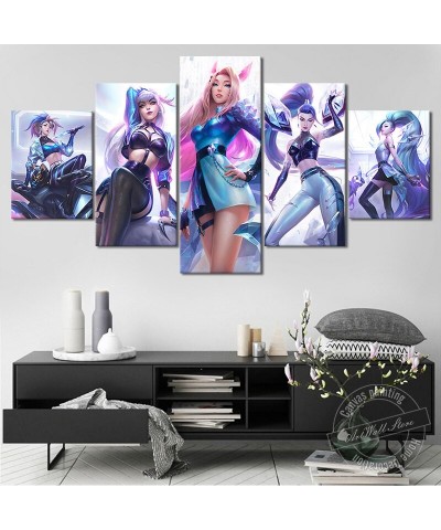 K/DA All Out Ahri Akali Evelynn Seraphine KaiSa Poster - Canvas Painting $10.77 Posters