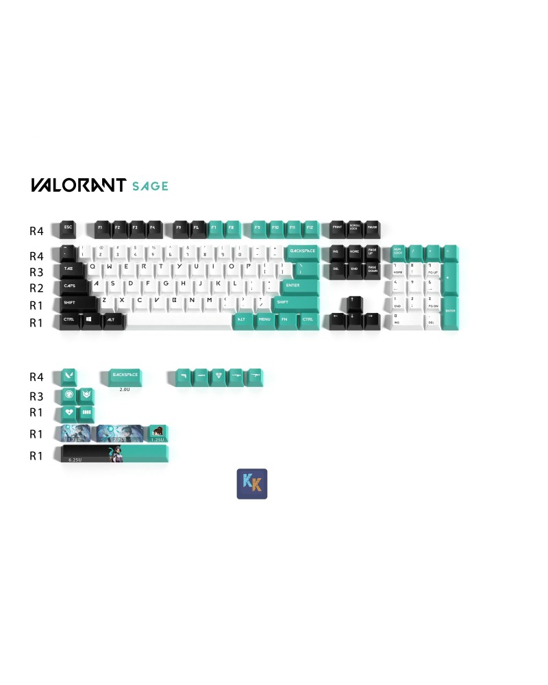 Valorant Sage Custom Full Set Keycaps - Best Gift for Valorant Player - Gamer Keycap Series $24.33 Valorant Keycaps