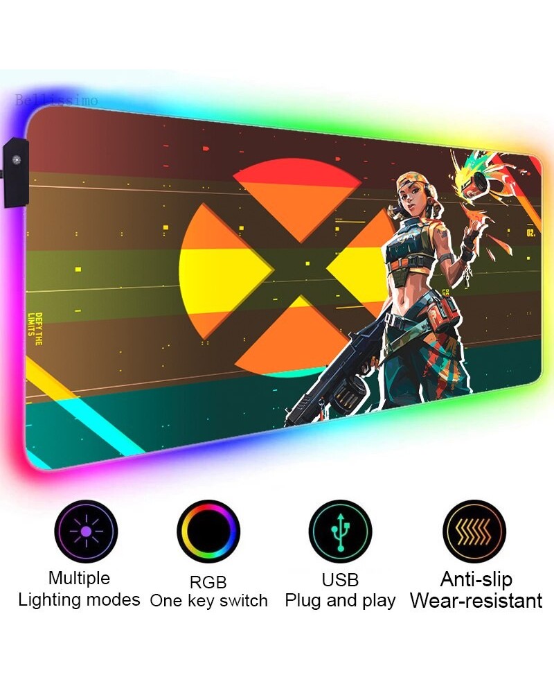 Valorant Rgb Gaming Mousepad All Agents ll - Jett Raze Phoenix Brimstone Mousepad $12.45 Valorant Mousepads